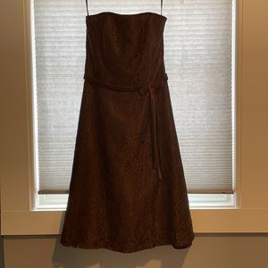 Vintage Off The Shoulder Brown Cocktail Dress
